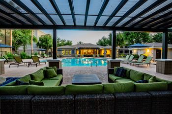 Waterford apartments poolside ramada with serene views